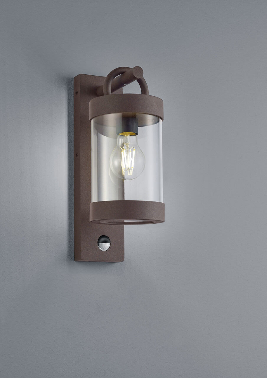 Aplica de perete pentru exterior cu senzor Sambesi, TRIO, 12.5x33 cm, 28W, 1x E27, aluminiu, ruginiu - imagine 3